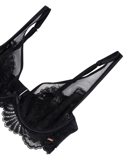 Nieusztywniany biustonosz z fiszbinami Poppy, Czarny