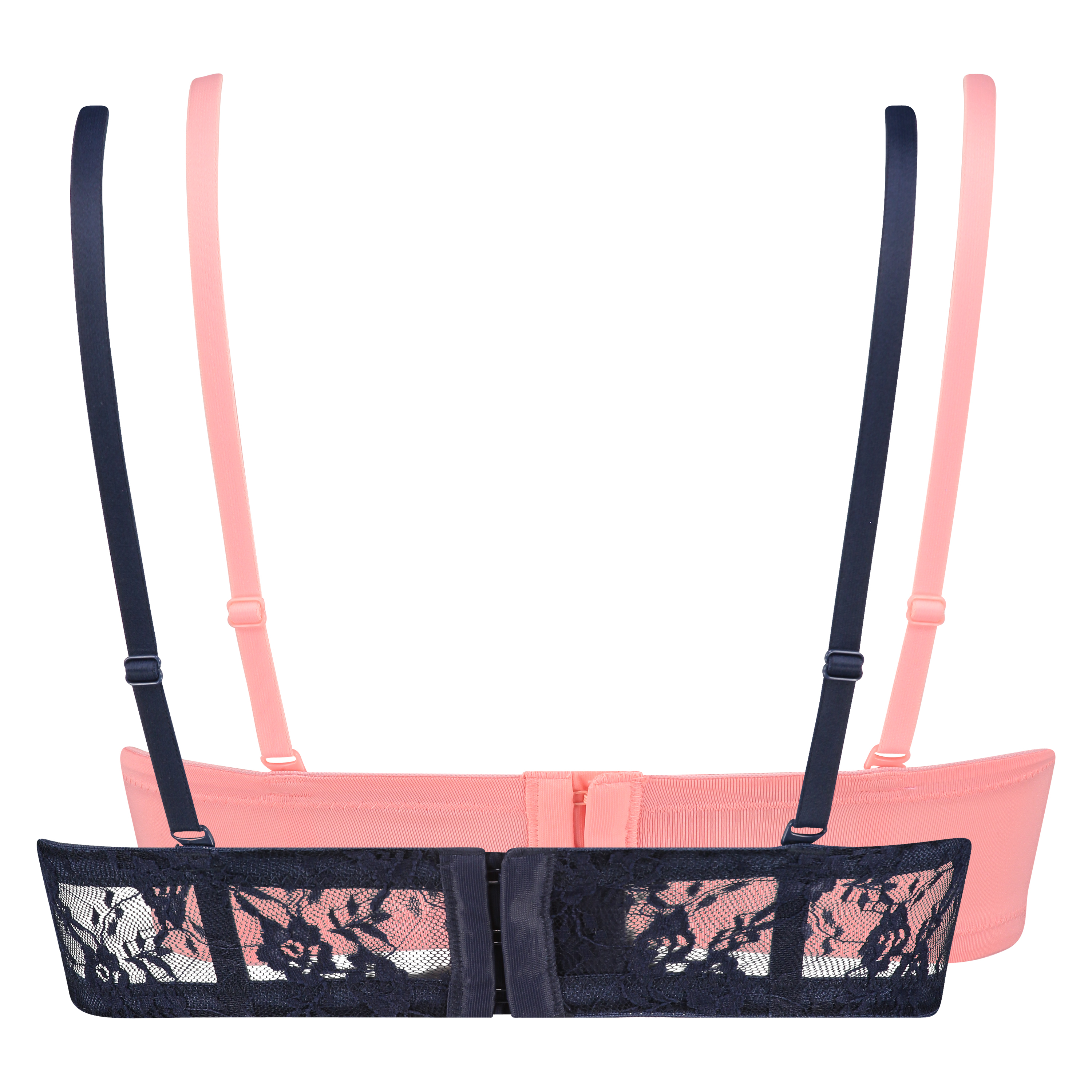 2 Strapless Padded Underwired Bras Lace, Niebieski, main