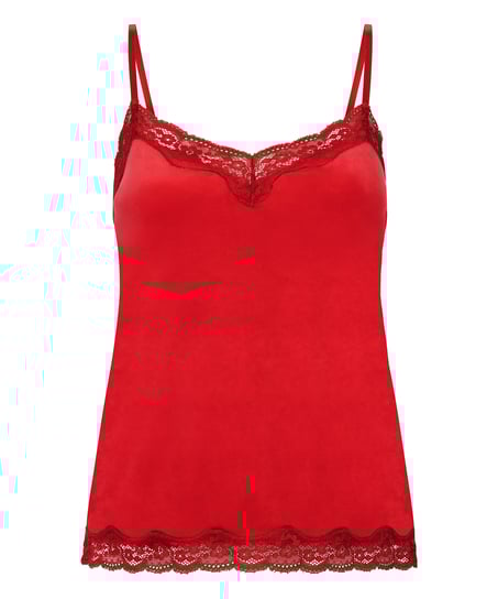 Top z aksamitnej koronki, Czerwony