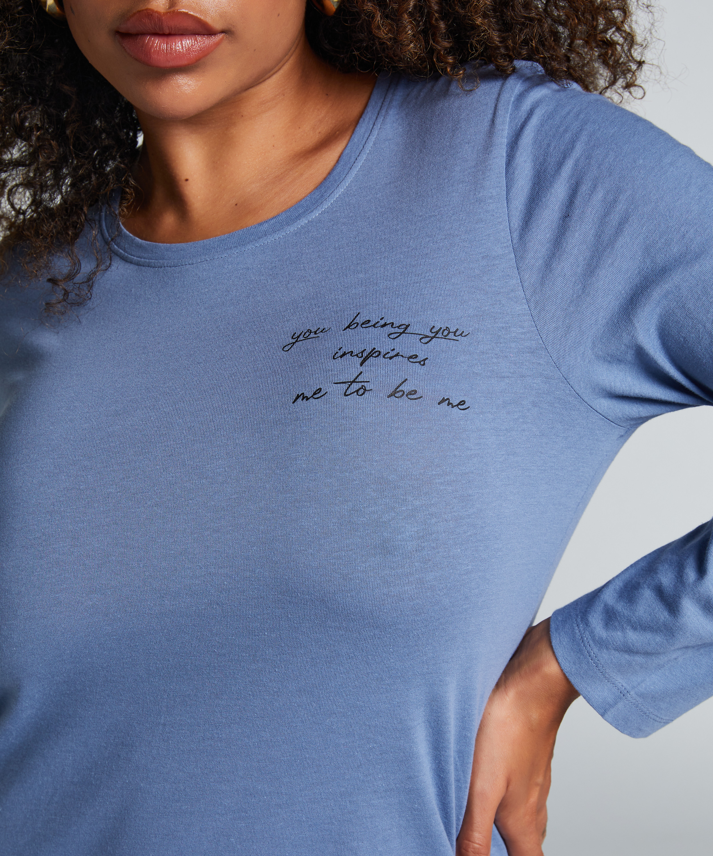 Koszula nocna z okrągłym dekoltem, Niebieski, main