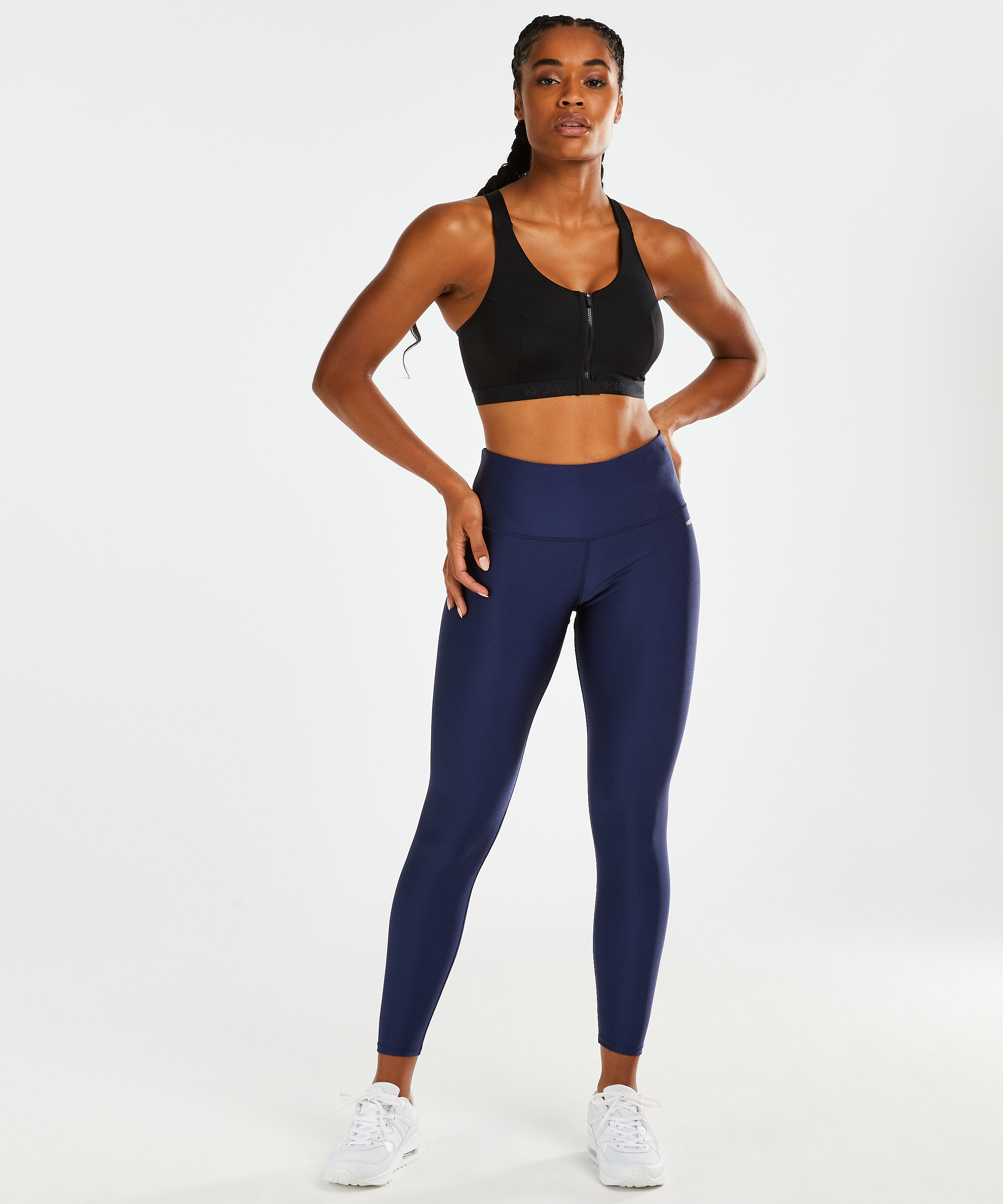 HKMX High Waisted Shine Sports leggings, Niebieski, main