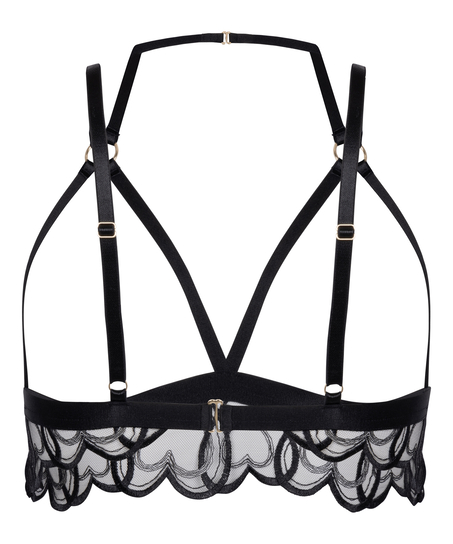 Otwarty biustonosz bralette Olivia, Czarny