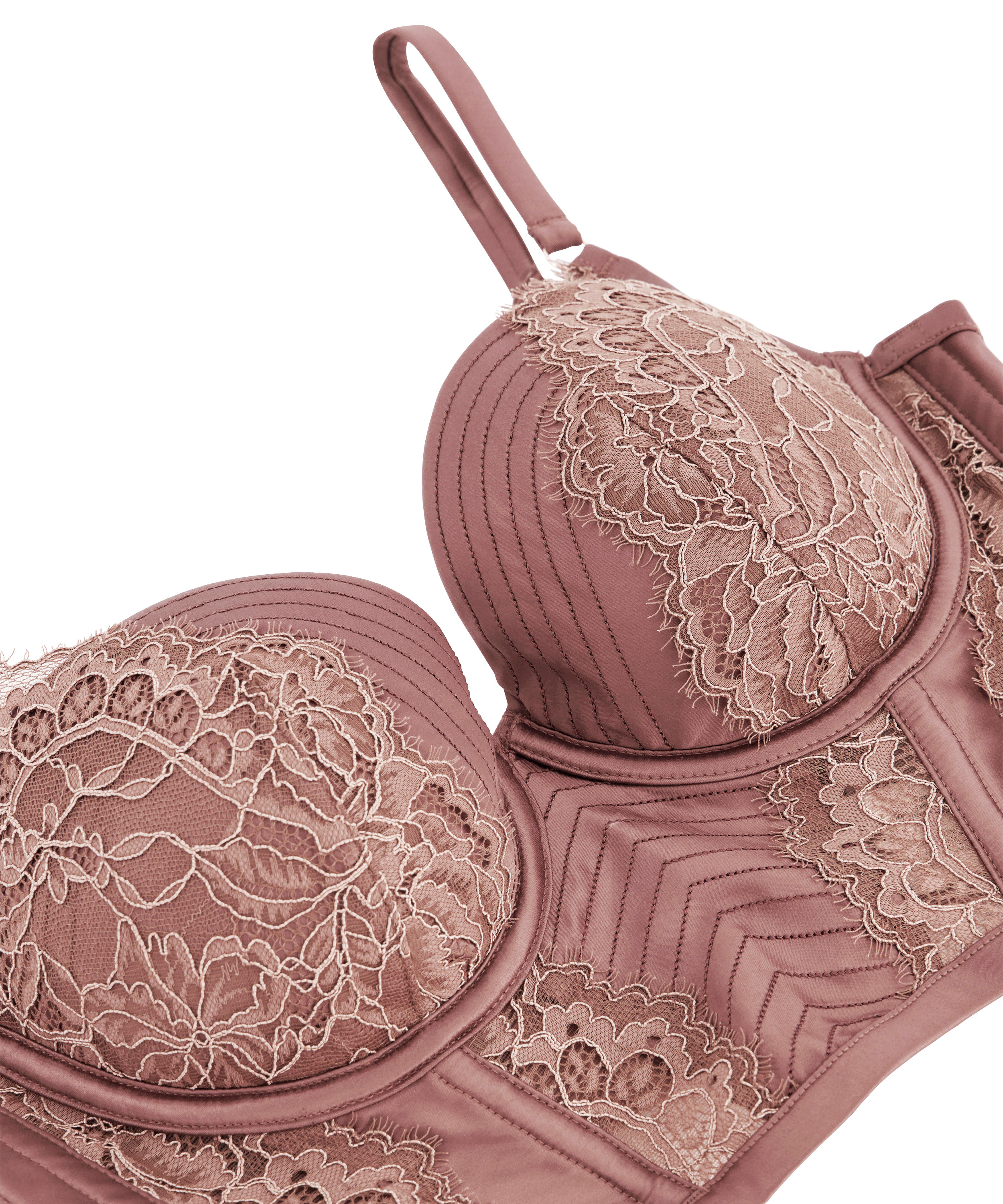 Usztywniony długi biustonosz z fiszbinami Erika, Brązowy, main