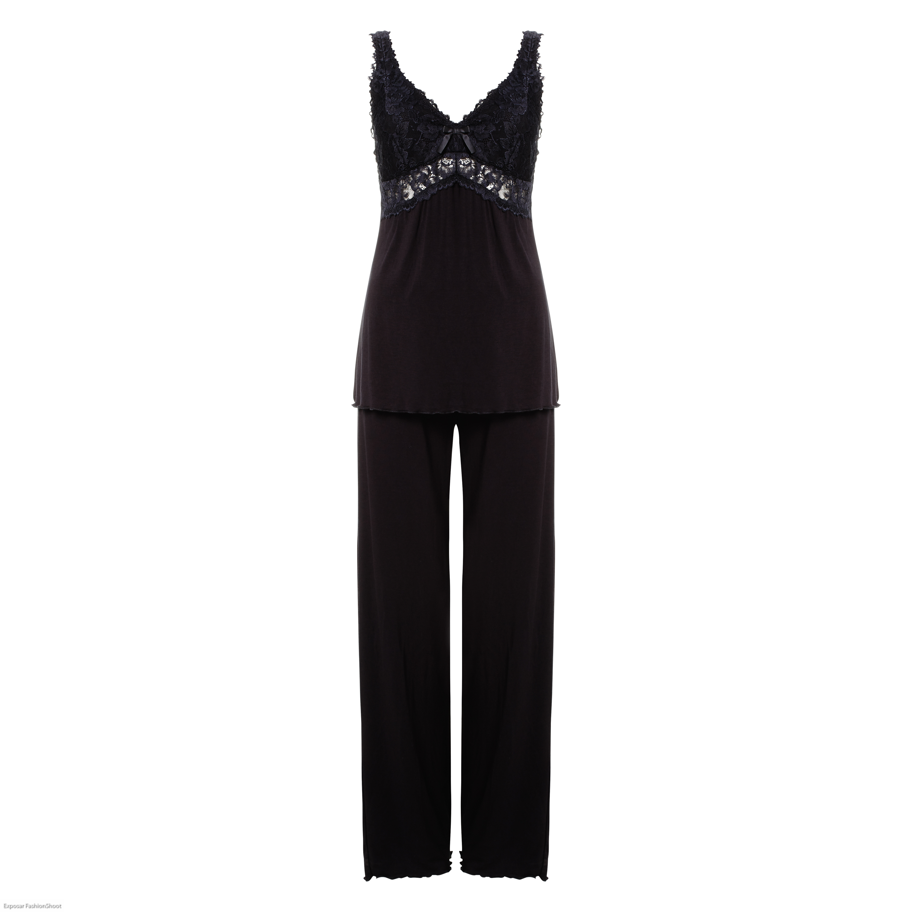 Pyjamaset Modal lace, Czarny, main