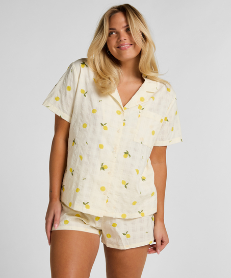 Kurtka Piżamowa Cytrynowa, Biały