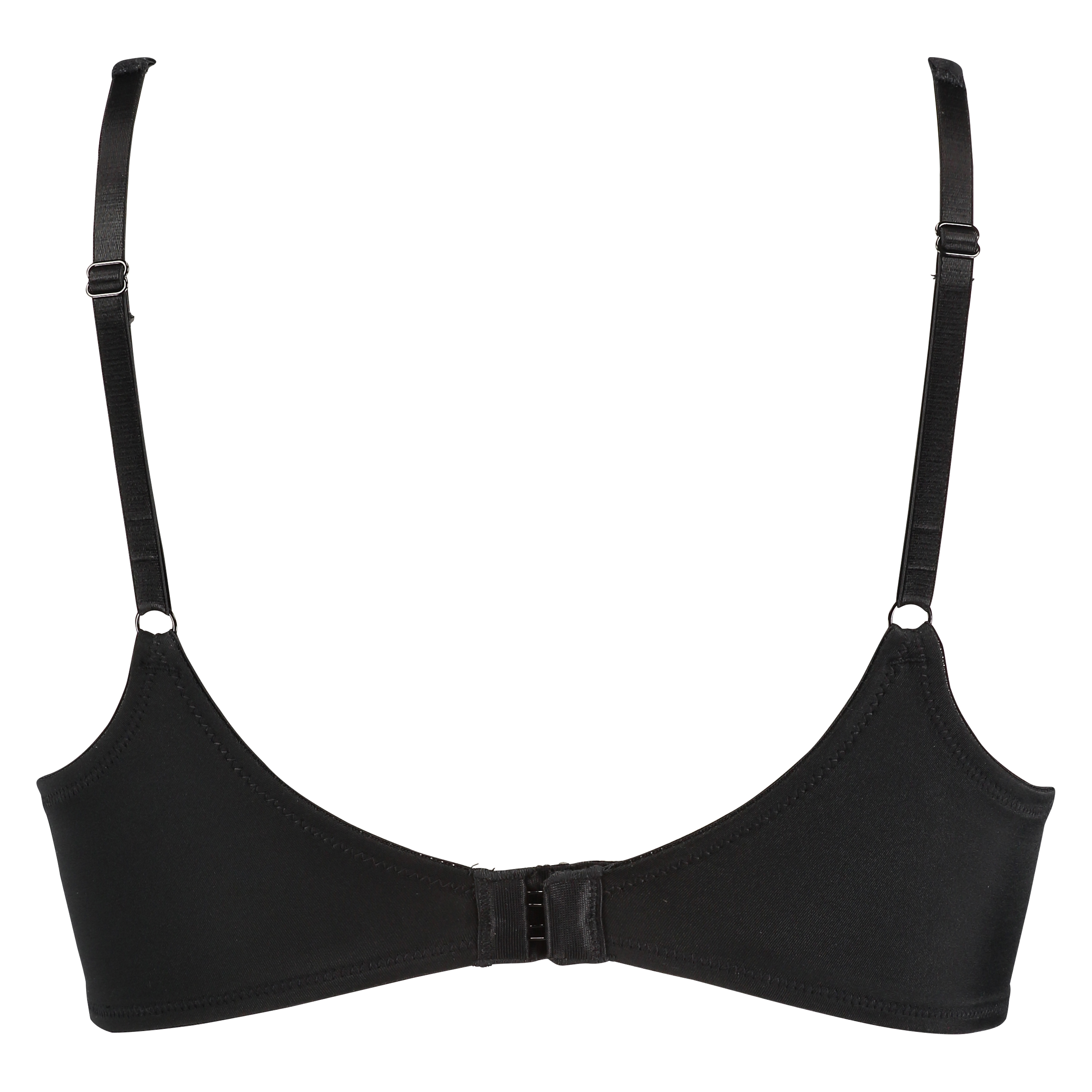 Satynowy usztywniony biustonosz z fiszbinami, Czarny, main