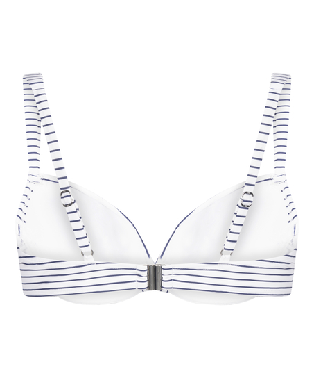 Biustonosz Bikini z Fiszbinami i Wkładkami Stripes, Biały