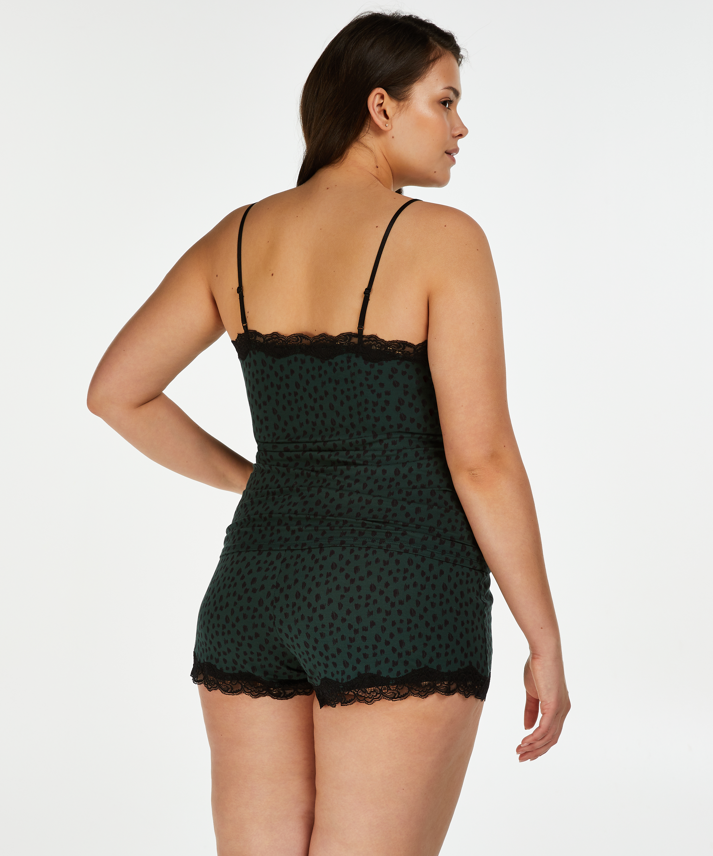 Koronkowa piżama z długim rękawem, Zielony, main