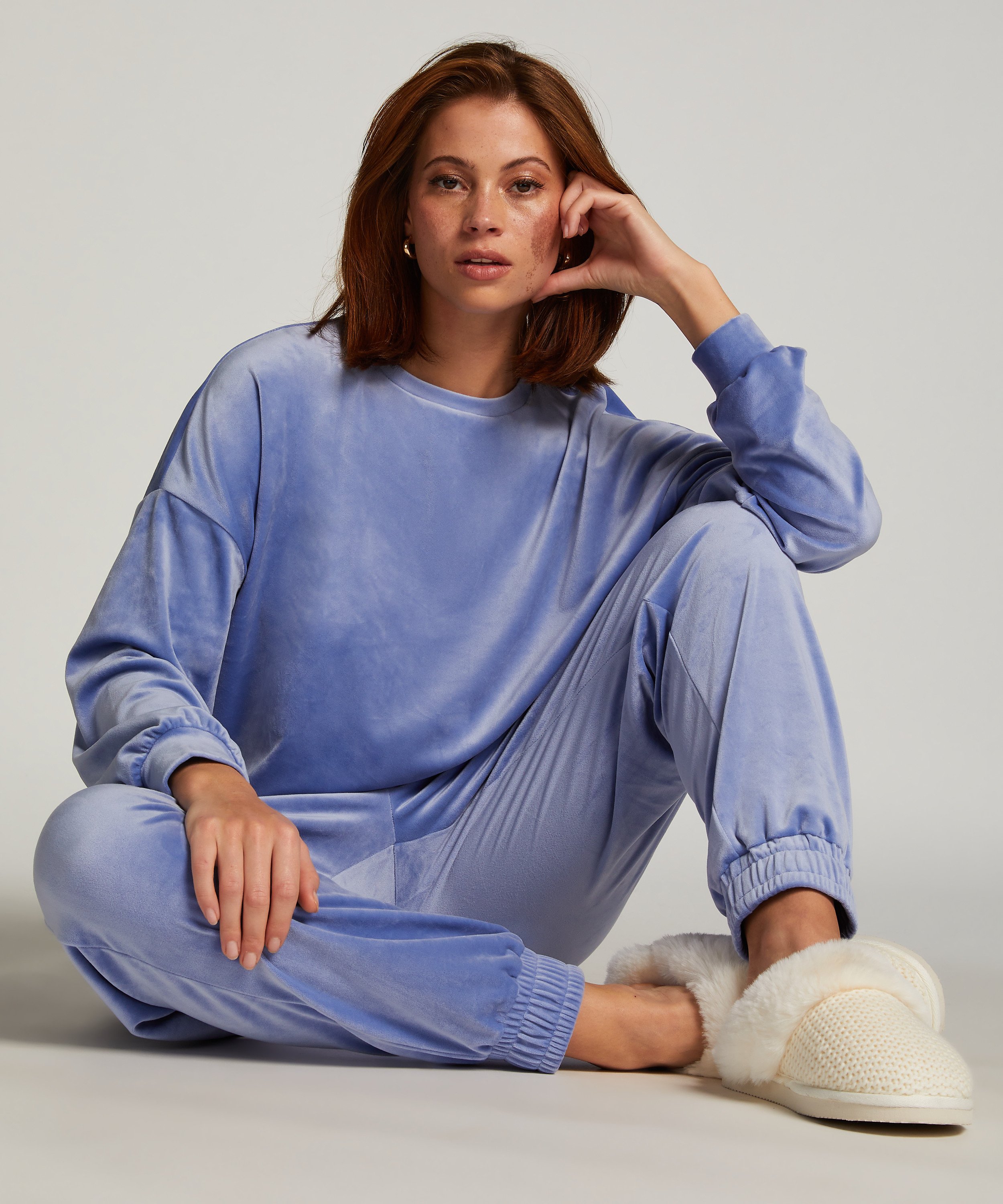 Welurowy top, Niebieski, main