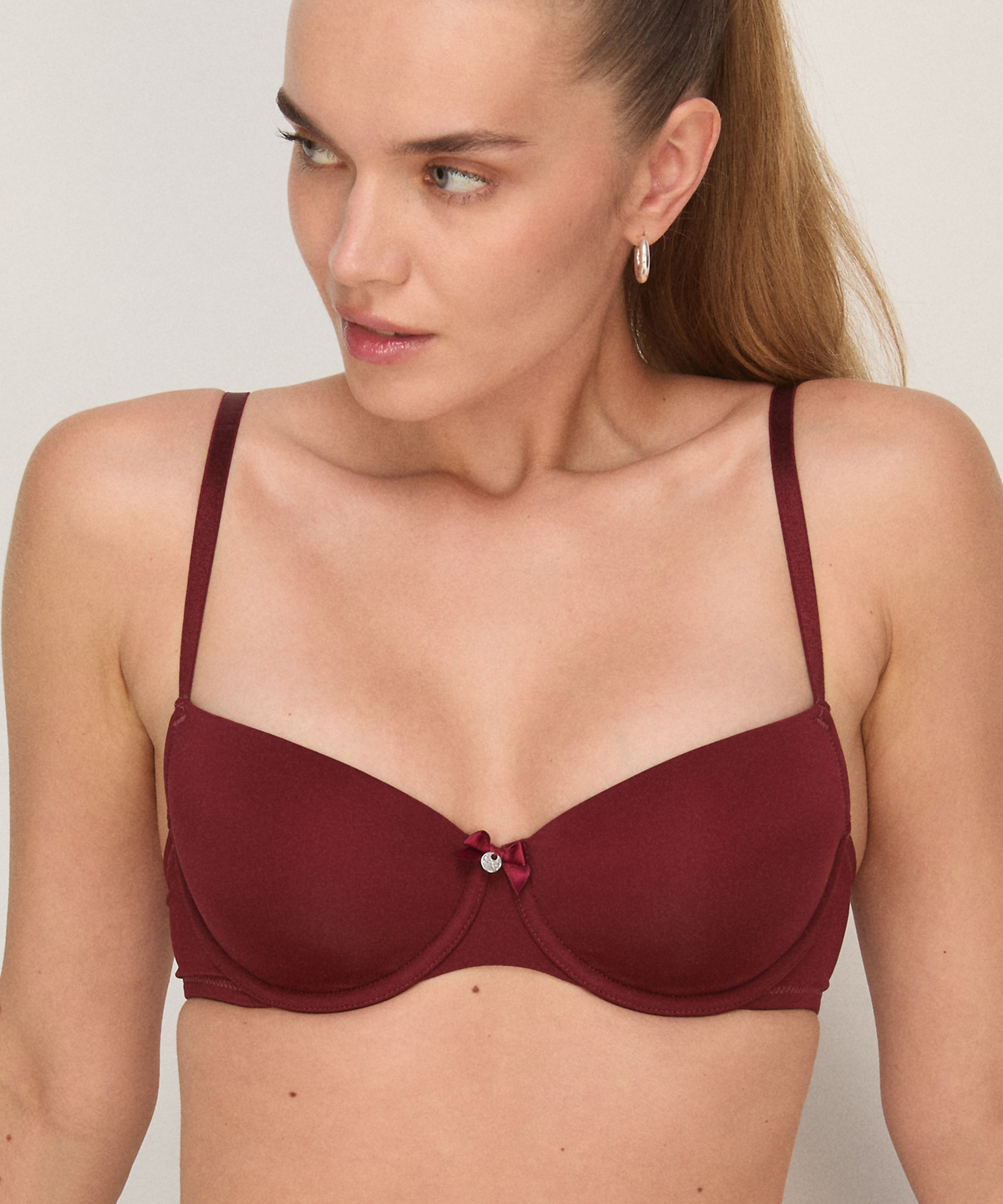 Demi Padded Underwired Bra, Czerwony, main