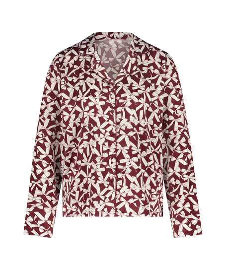 Kurtka z satyny z długimi rękawami, Czerwony