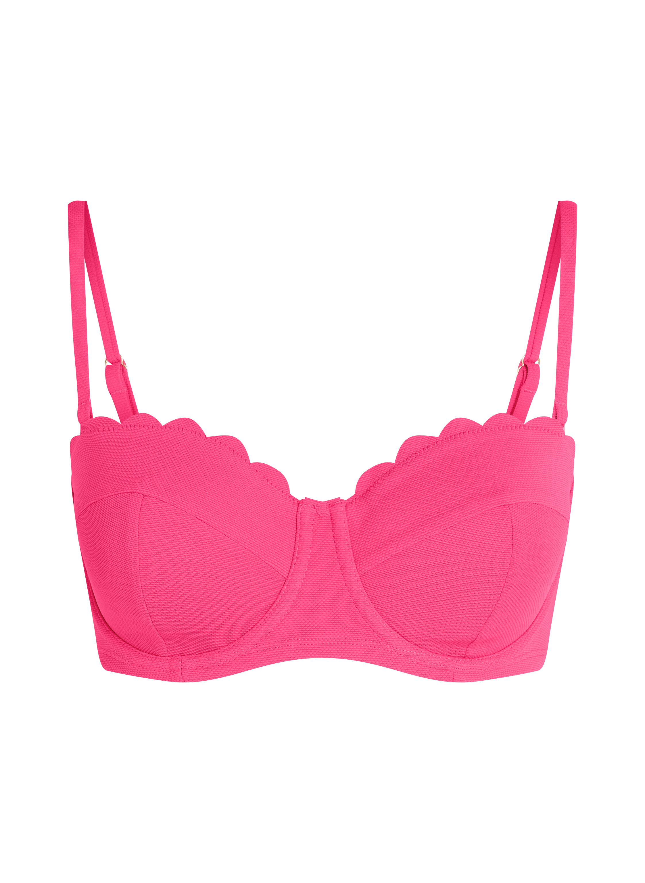 Usztywniona g&oacute;ra od bikini z fiszbinami i bez ramiączek Scallop miseczki E +, R&oacute;żowy