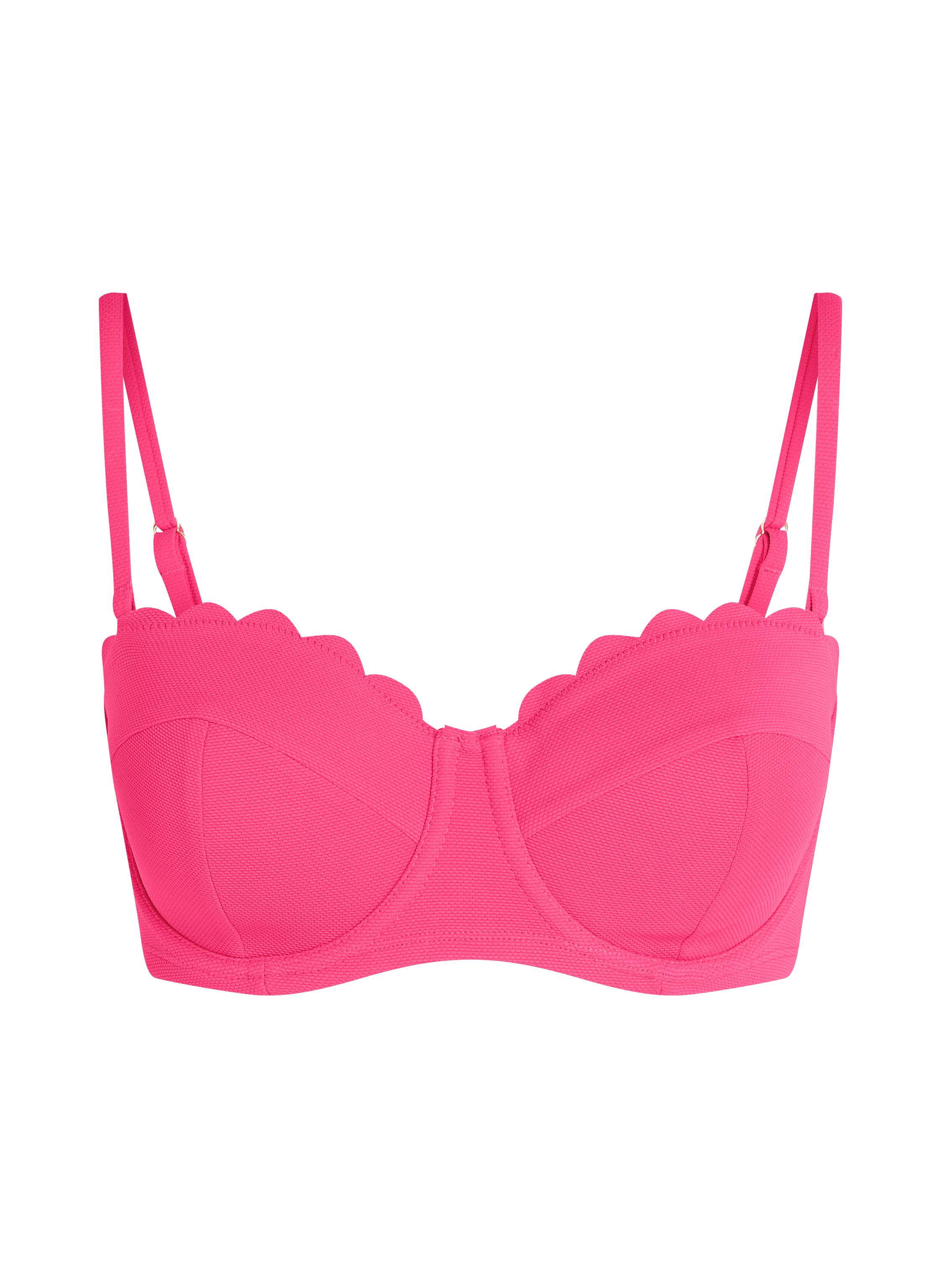 Usztywniona g&oacute;ra od bikini z fiszbinami i bez ramiączek Scallop miseczki E +, R&oacute;żowy, main