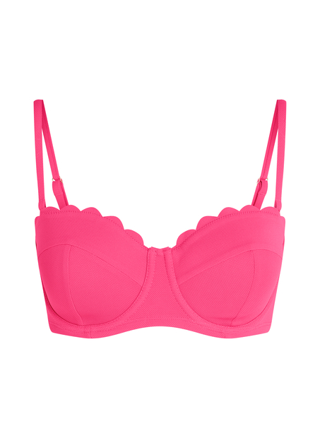 Usztywniona g&oacute;ra od bikini z fiszbinami i bez ramiączek Scallop miseczki E +, R&oacute;żowy