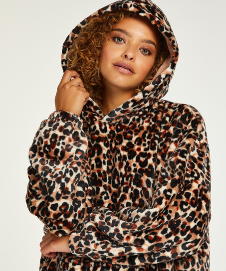 Flanelowa bluza z kapturem, Brązowy