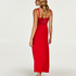 Long slip dress Modal lace, Czerwony