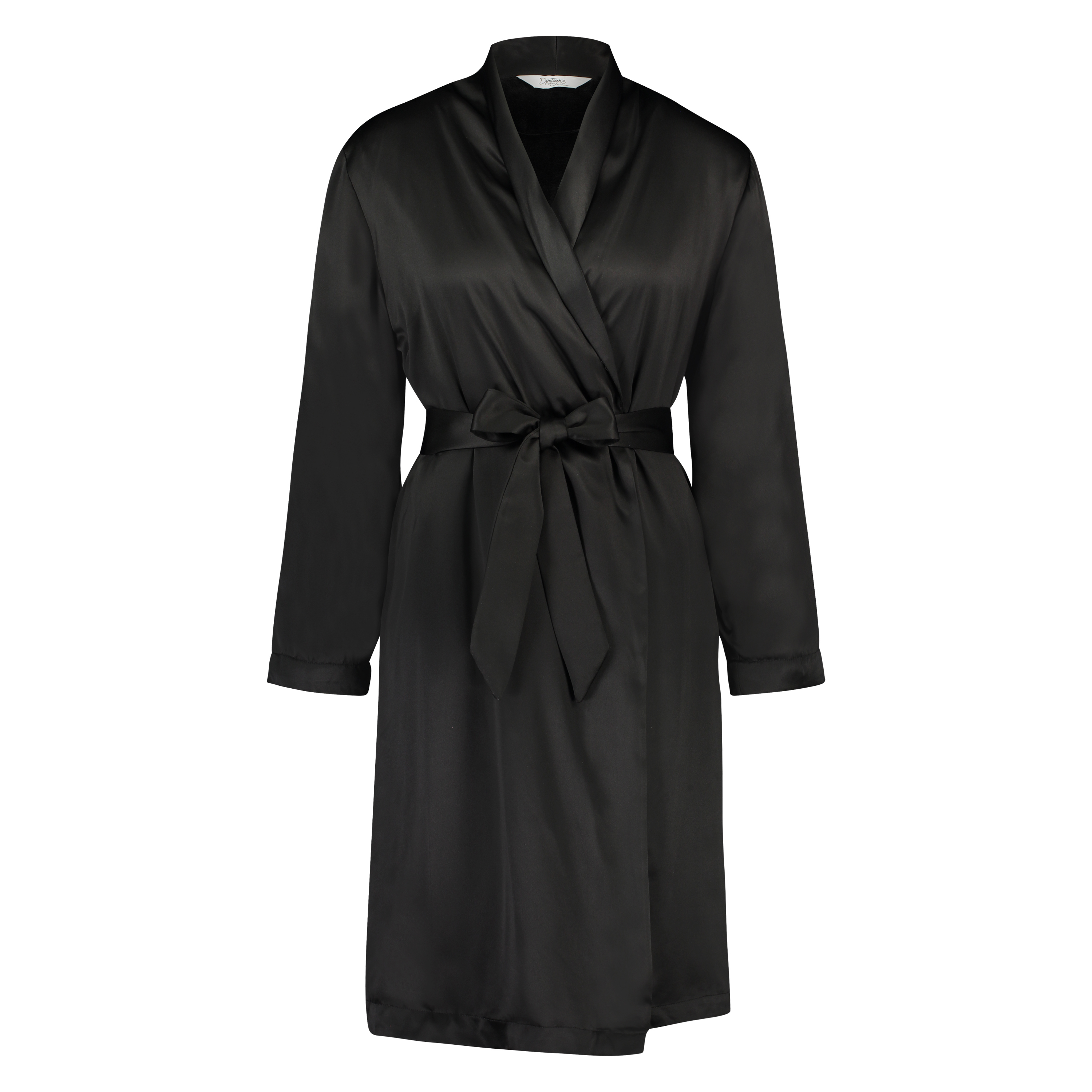Doutzen satin velvet bathrobe, Czarny, main