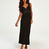 Long slip dress Modal lace, Czarny