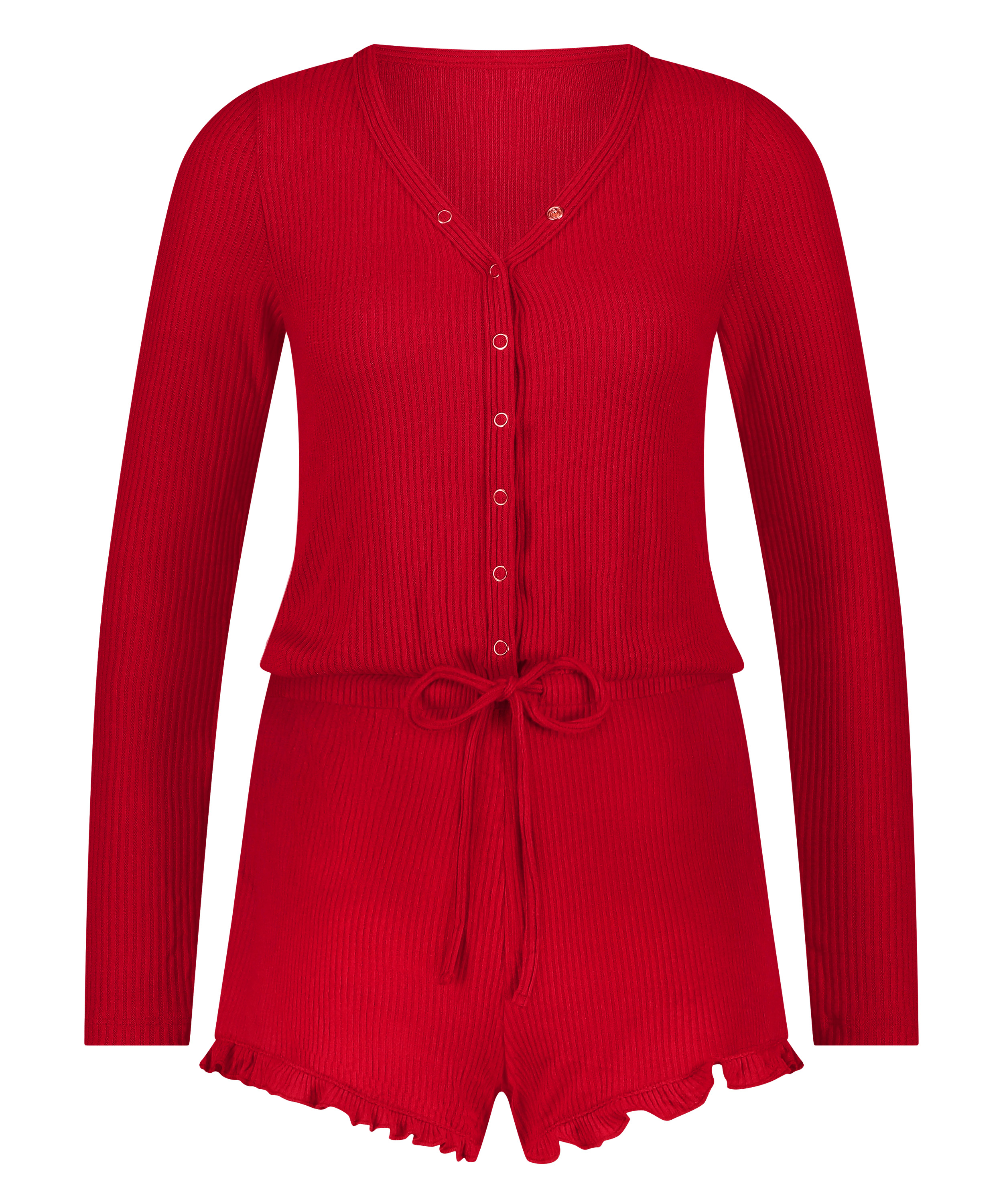 Piżama jednoczęściowa kr&oacute;tka Brushed Rib, Czerwony, main