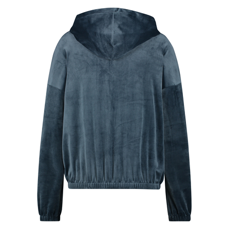 Velvet hoodie jacket, Niebieski