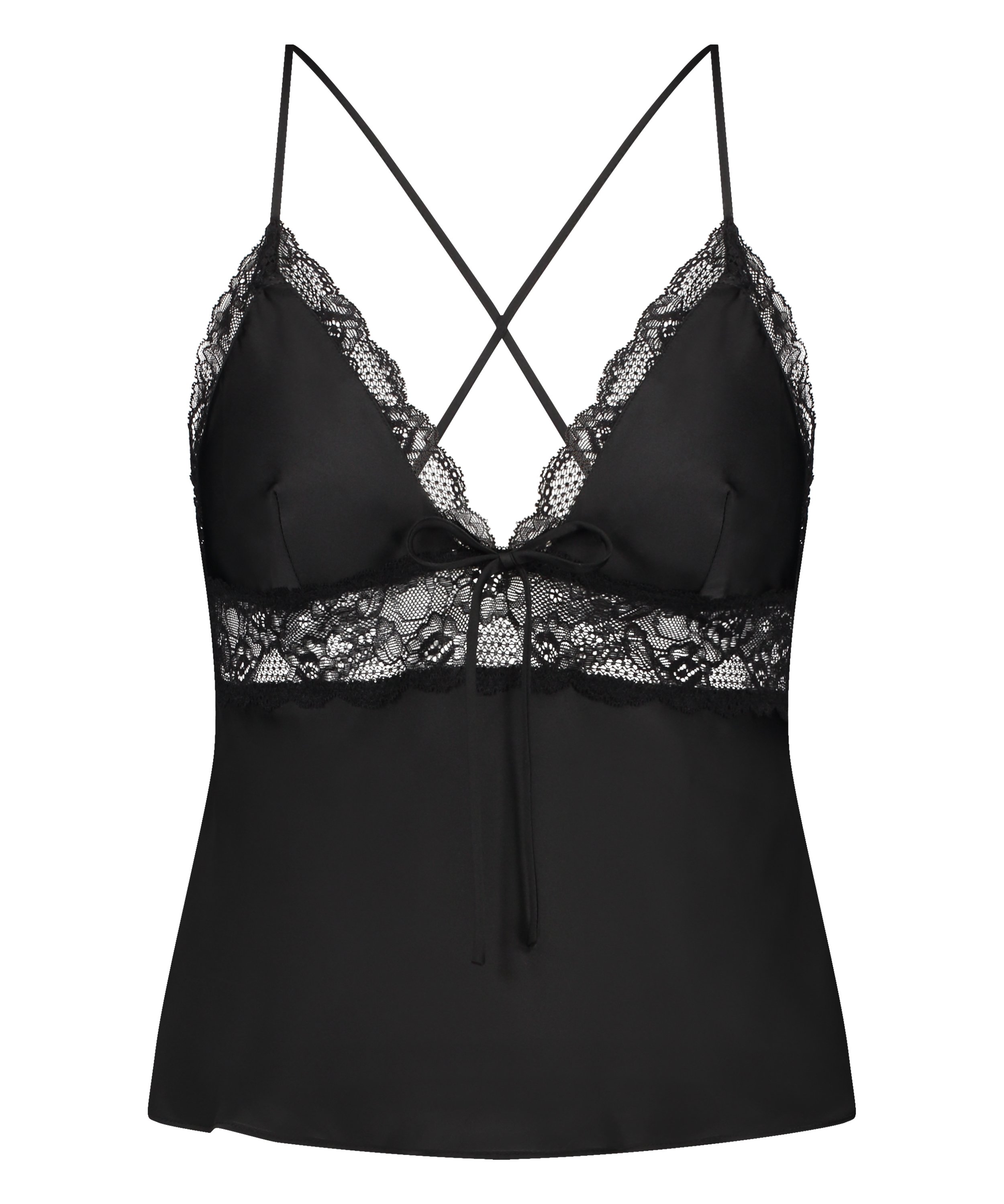 Cami Top Satin Marcela, Czarny, main