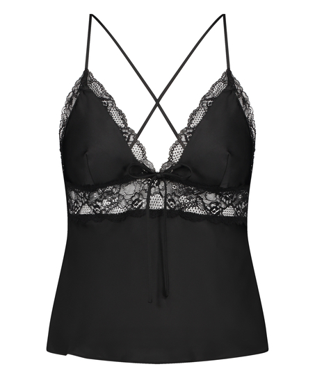 Cami Top Satin Marcela, Czarny