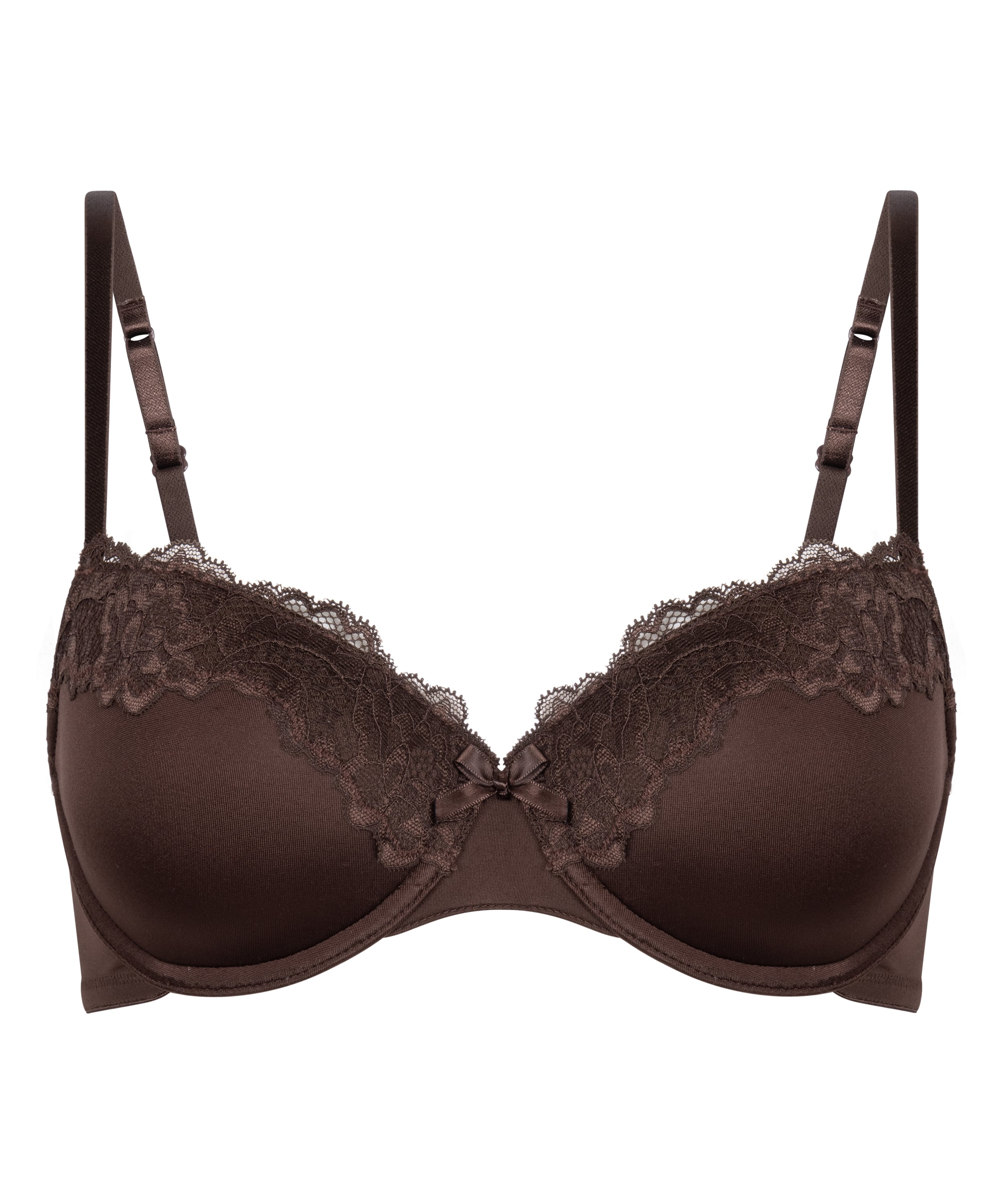 Biustonosz usztywniany z fiszbinami Lace & Shine, Brązowy, main