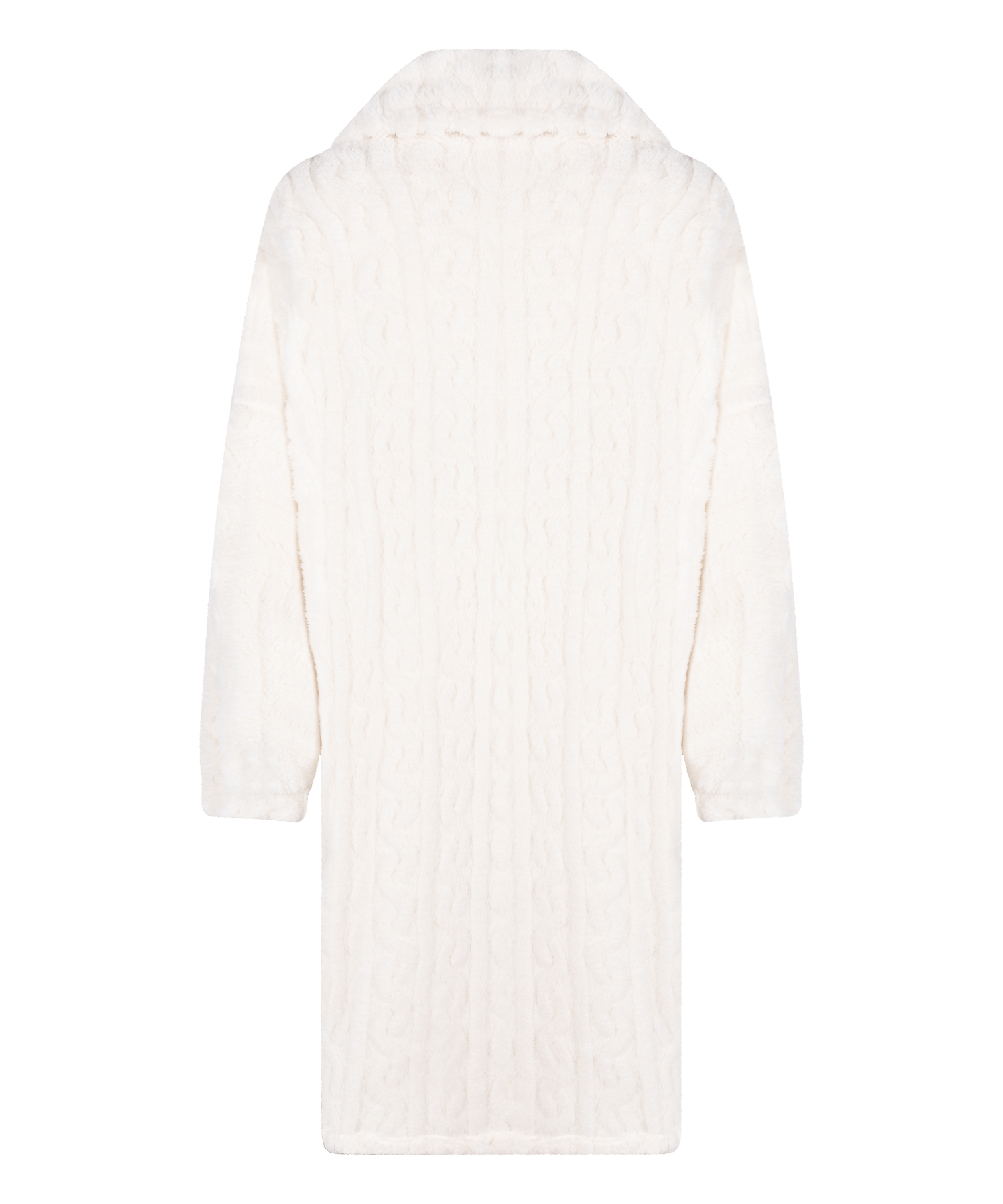 Poncho z Polarowego Splotu Warkoczowego, Biały, main