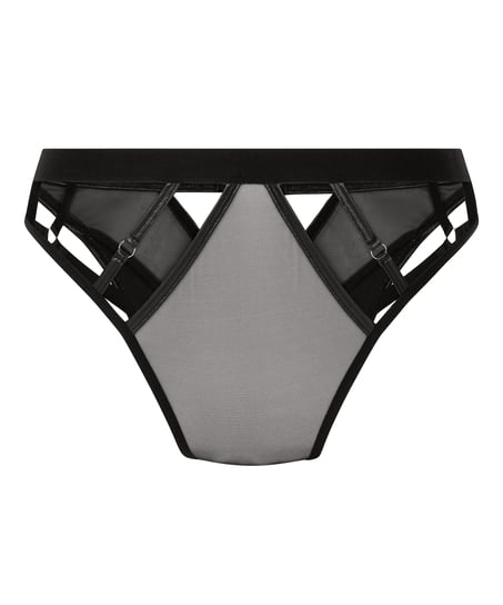 Majtki brazylijskie z wysokim wycięciem Zelda, Czarny