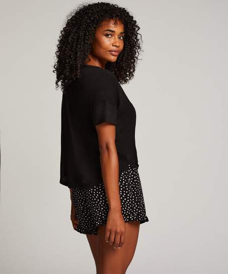 Zestaw piżamowy z szortami, Czarny