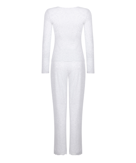 Koronkowa piżama z długim rękawem, Szary