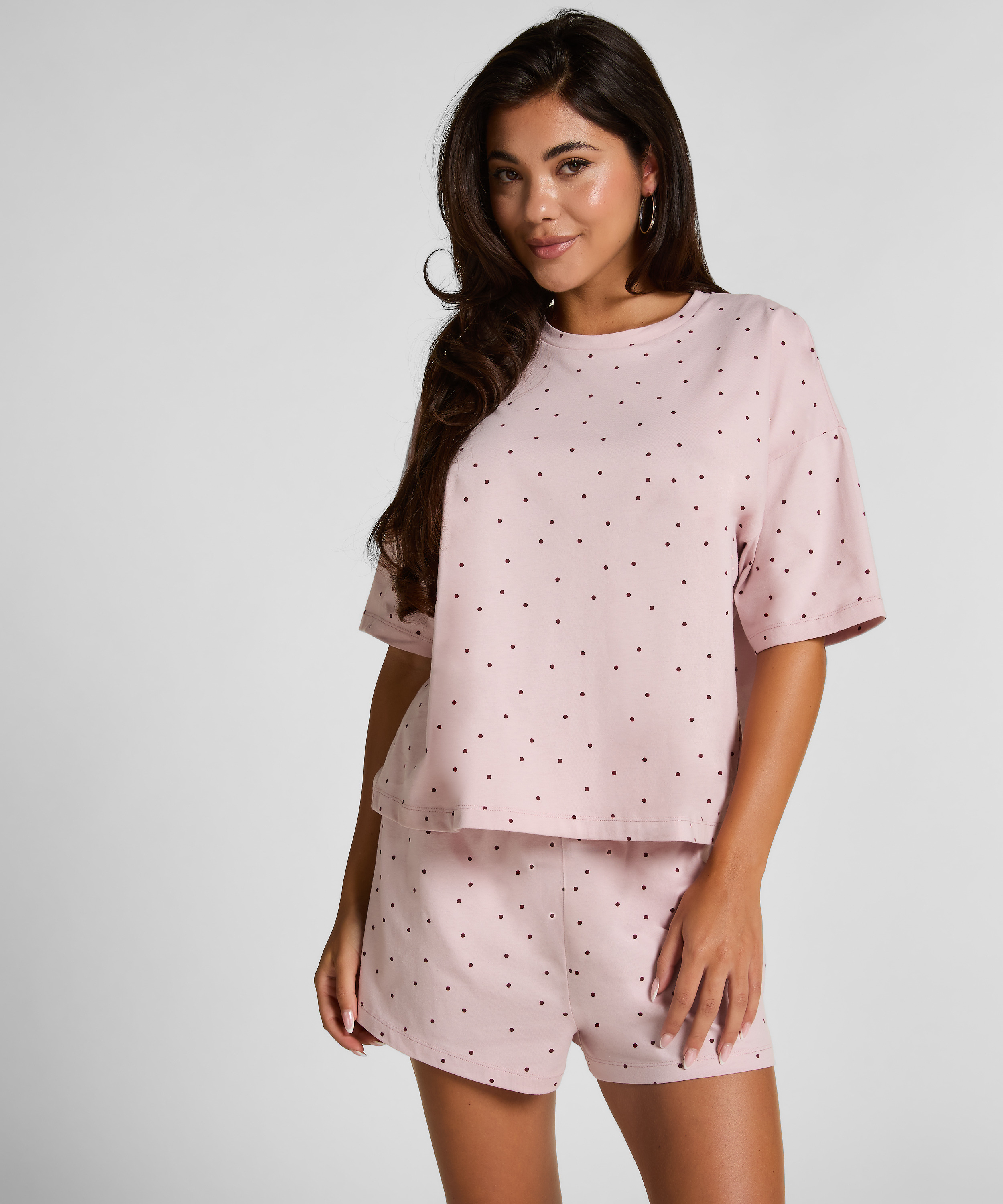 Zestaw Piżamowy Cotton Jersey Kr&oacute;tki, Fioletowy, main