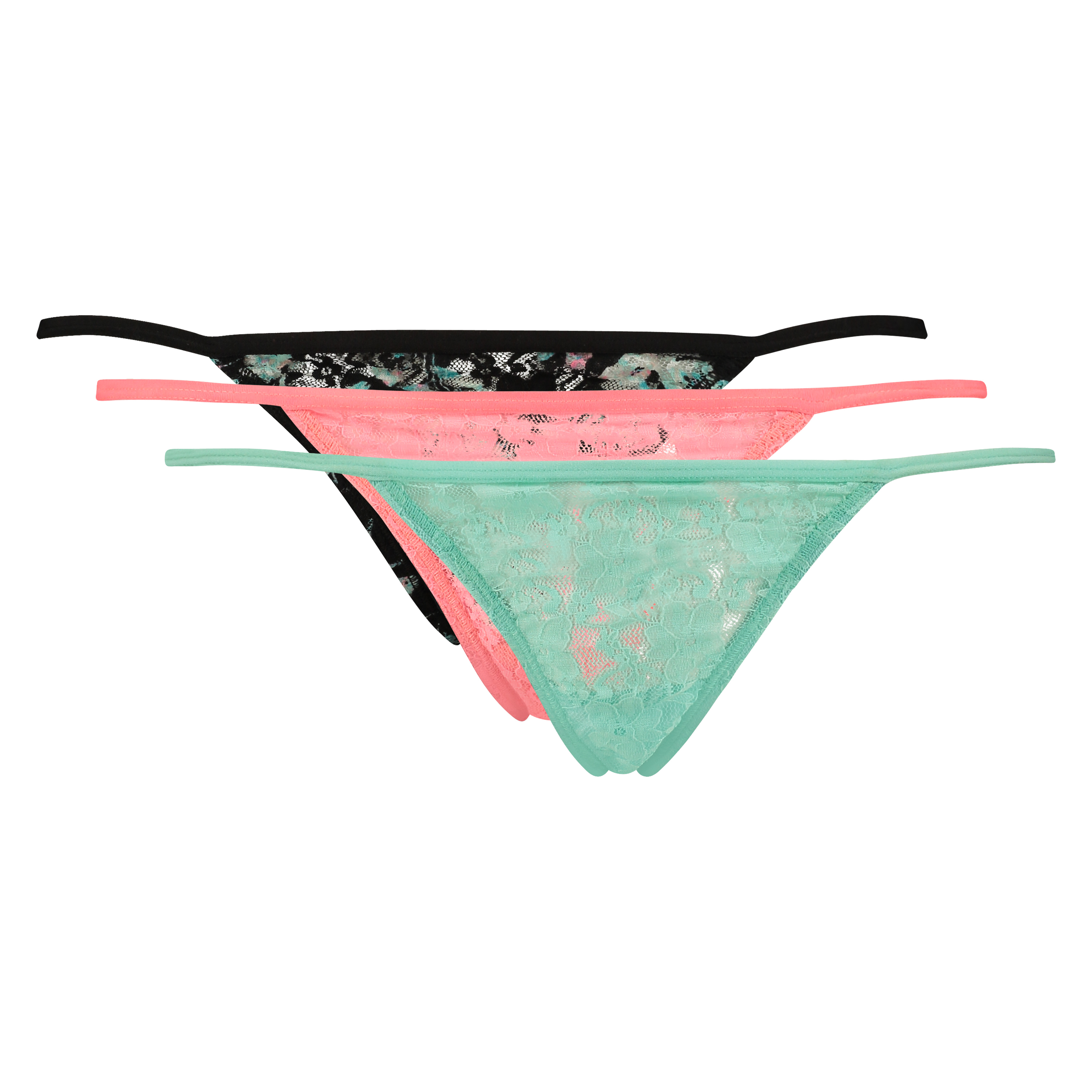 3-pack tangas lace, Niebieski, main