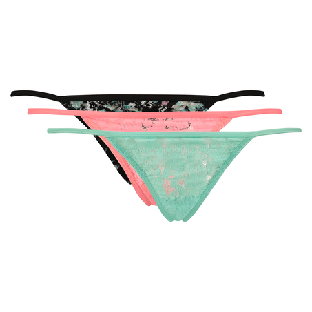 3-pack tangas lace, Niebieski