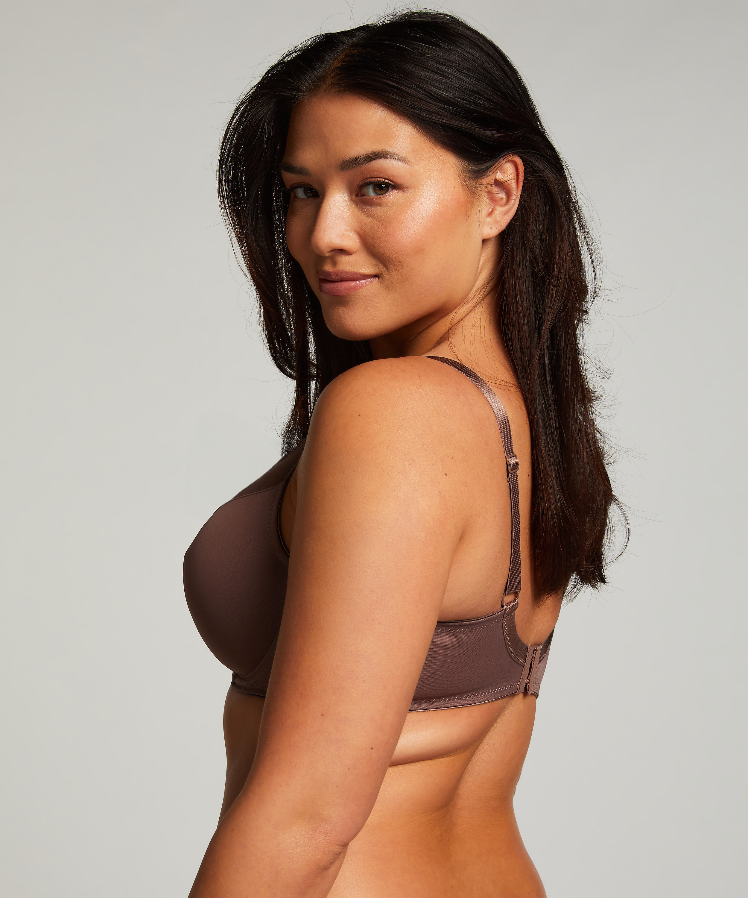 Nieusztywniany biustonosz minimizer z fiszbinami Nina, Brązowy, main