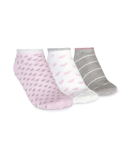 3-Pack Cotton Trainer Liners, Różowy