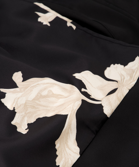 Satynowe kimono Bloom, Czarny