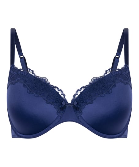 Biustonosz usztywniany z fiszbinami Lace & Shine, Niebieski