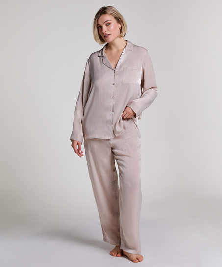 Spodnie z satyny, Beżowy