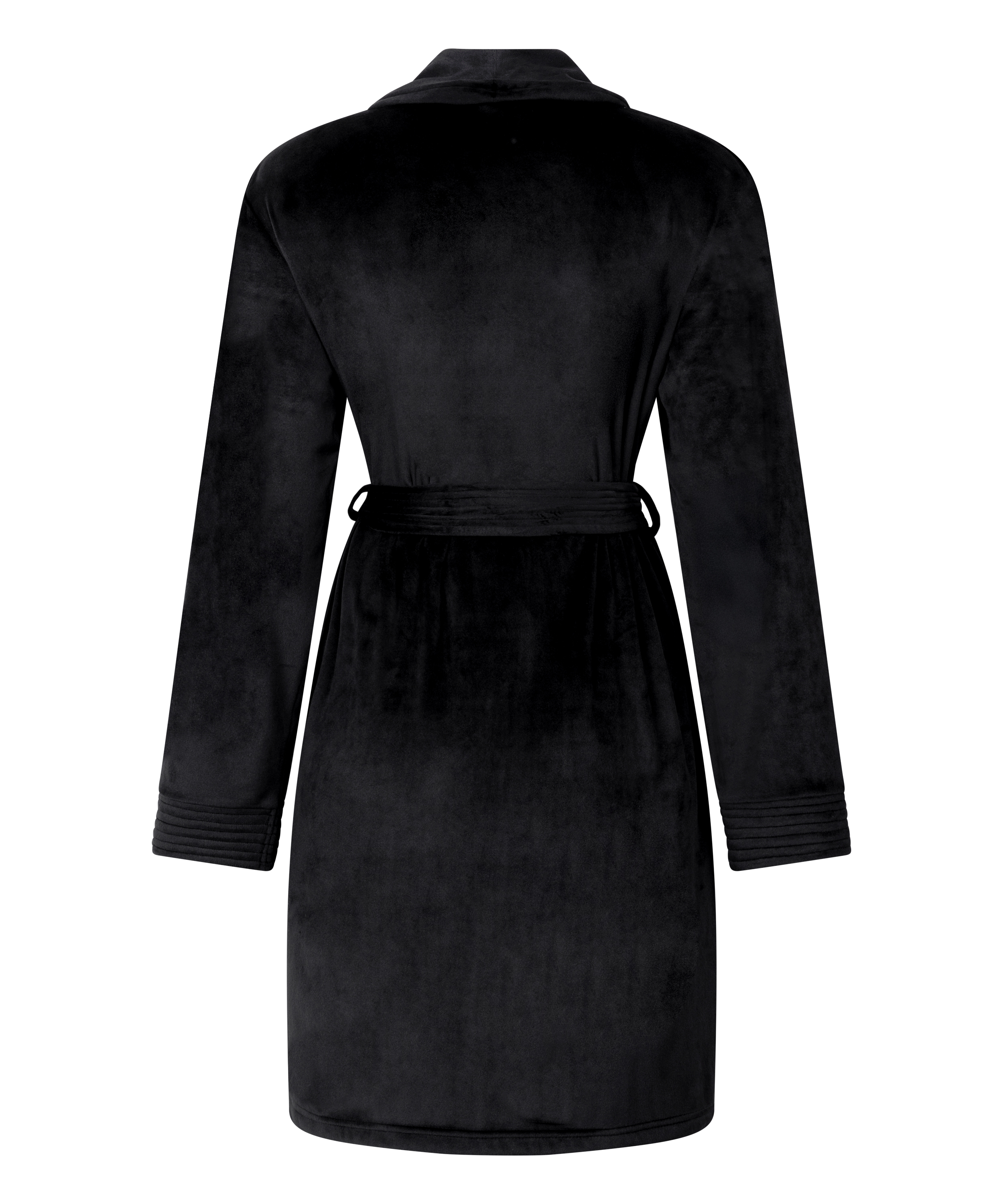 Kr&oacute;tki szlafrok welurowy, Czarny, main