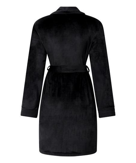 Kr&oacute;tki szlafrok welurowy, Czarny