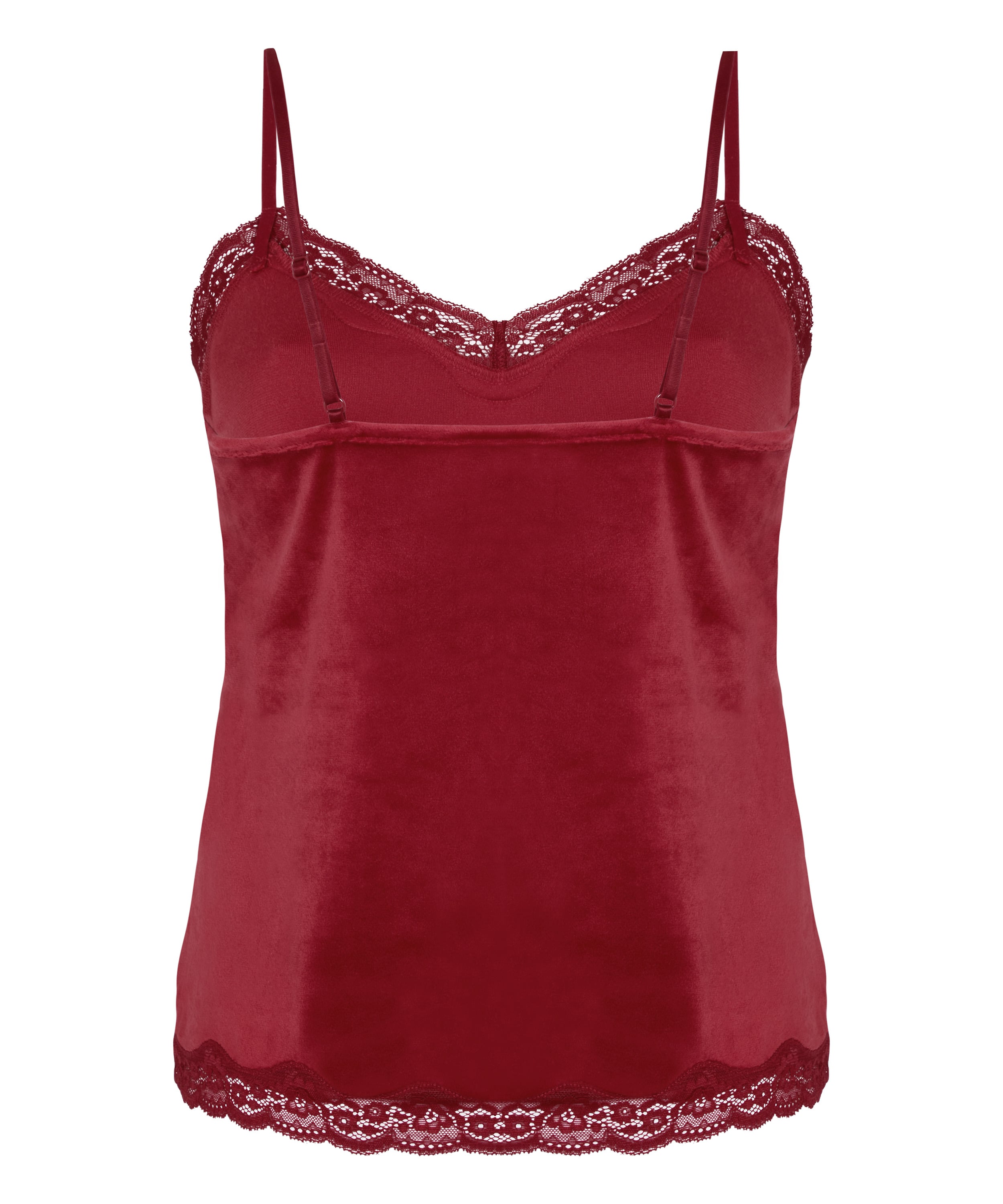 Koszulka piżamowa Velours Scallop Lace, Czerwony, main