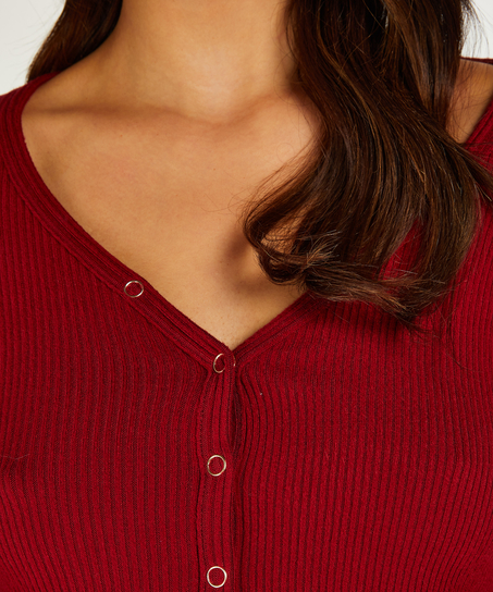 Piżama jednoczęściowa kr&oacute;tka Brushed Rib, Czerwony