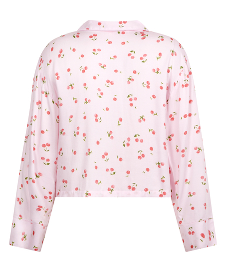 Kurtka z satyny z długimi rękawami, Różowy