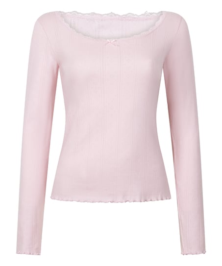 Top od piżamy Pointelle, R&oacute;żowy