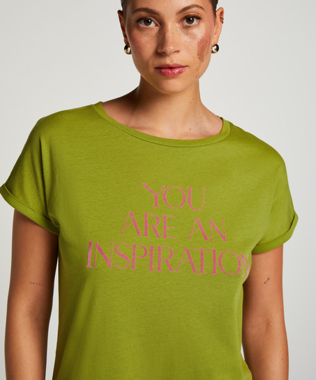 Koszula nocna z okrągłym dekoltem, Zielony