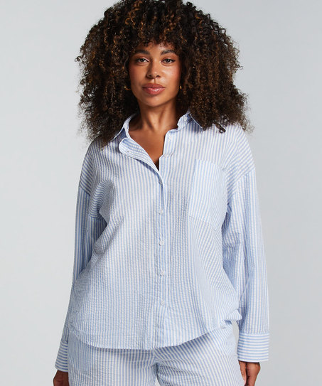 Bawełniana góra od piżamy, Niebieski