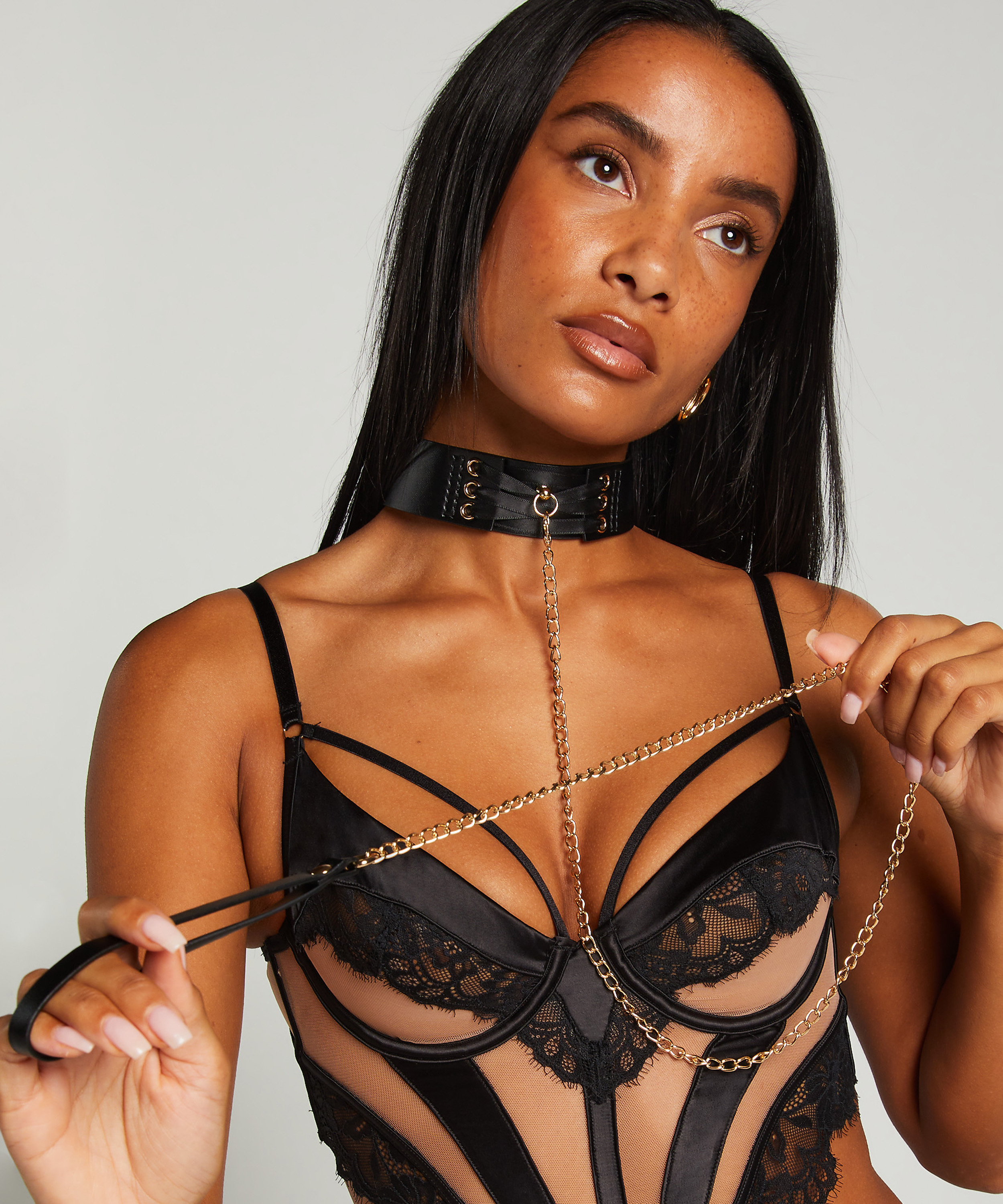 Private Choker Leash, Czarny, main