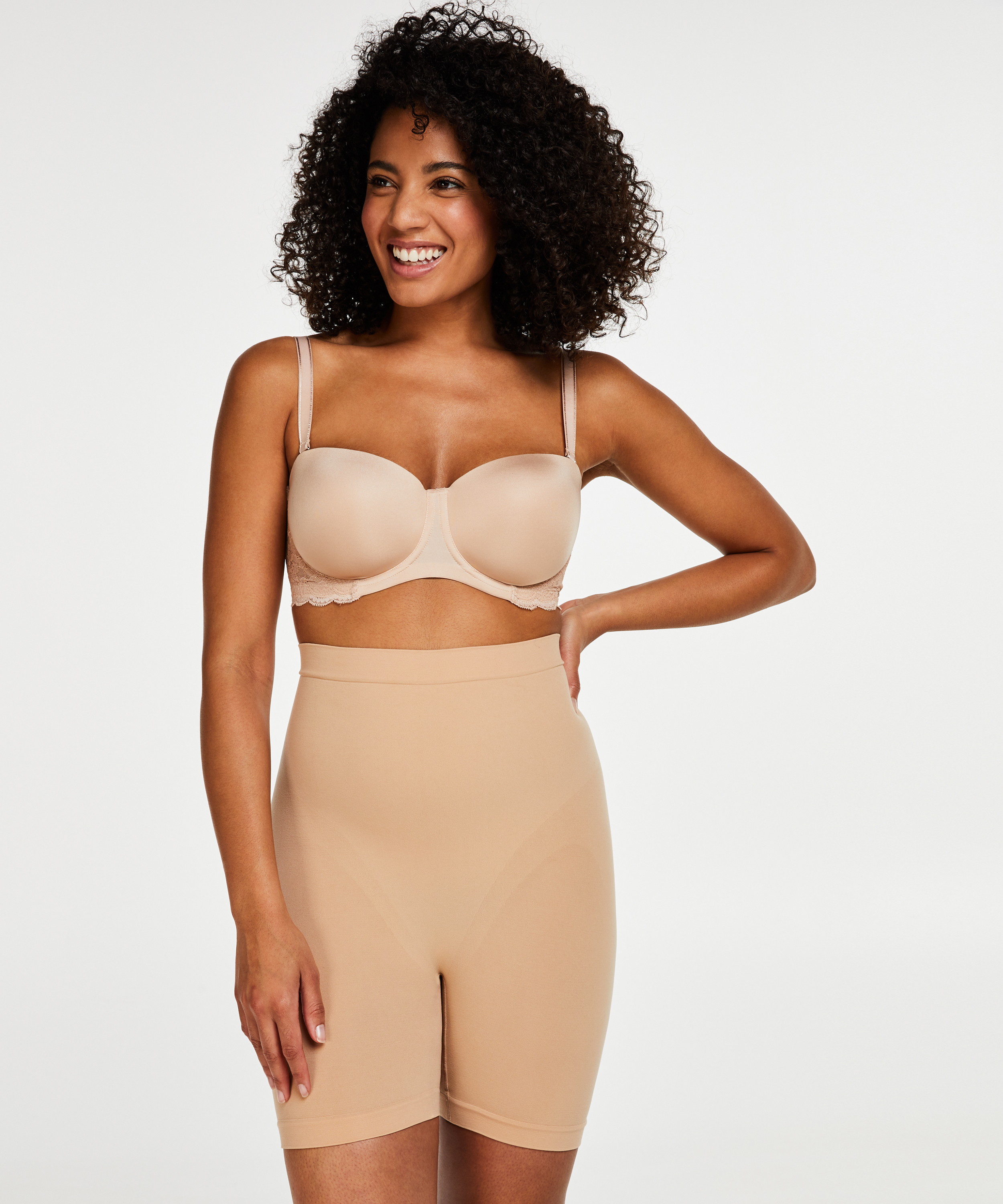 Firming high waisted thigh slimmer - Level 2, Beżowy, main