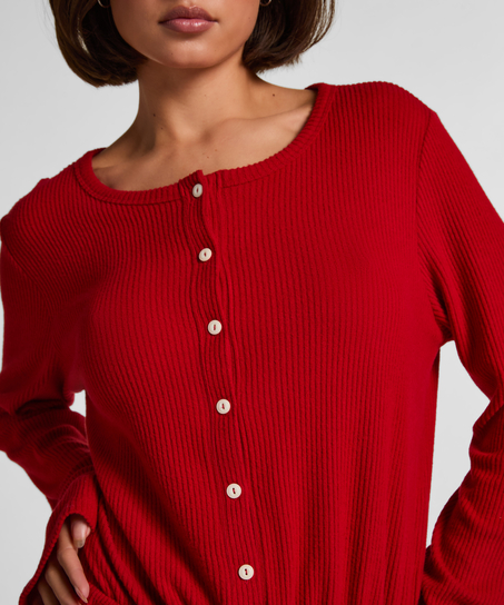 Kr&oacute;tkie onesie z dżerseju w prążki, Czerwony